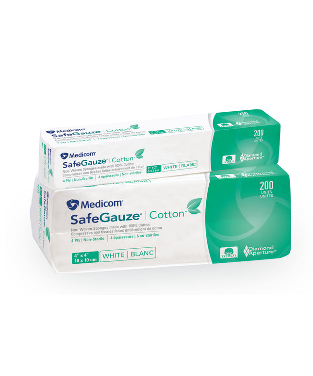 Medicom - SafeGauze Cotton Non-Woven Sponge N/S 4x4 4-Ply 2000/Case