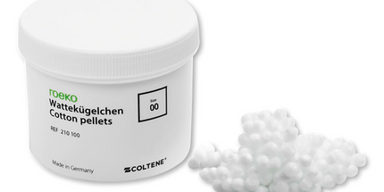 Coltene - Roeko Cotton Pellets, Size #00, 4.0mm, Uniform size, Single 4.0 gram jar
