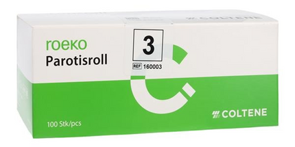 Coltene - Roeko Parotisroll #3 (.375" x 4") Non-Sterile cotton rolls with plastic rod