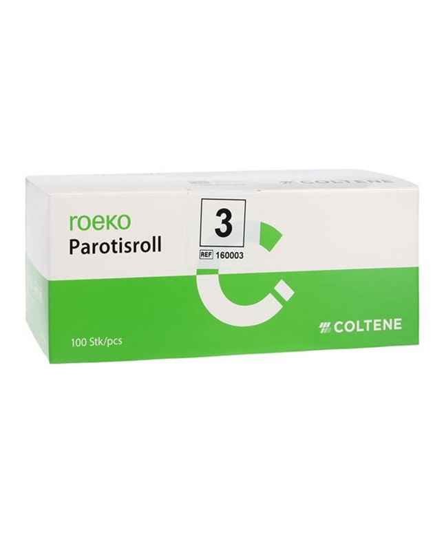 Coltene - Roeko Parotisroll #3 (.375" x 4") Non-Sterile cotton rolls with plastic rod
