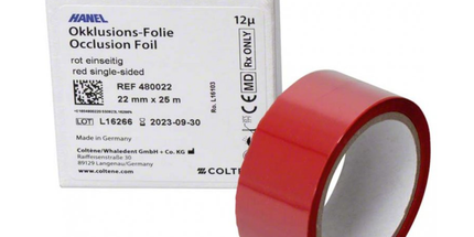 Coltene - Hanel Occlusion Foil, Two-sided Red, 12 microns, 22 mm x 25 m roll
