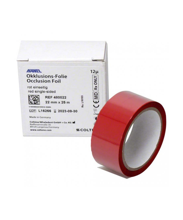 Coltene - Hanel Occlusion Foil, Two-sided Red, 12 microns, 22 mm x 25 m roll