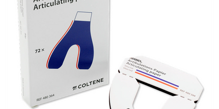Coltene - Hanel Horseshoe Shaped Articulating Paper, Blue/Red, 80 micron, Box of 72 sheets
