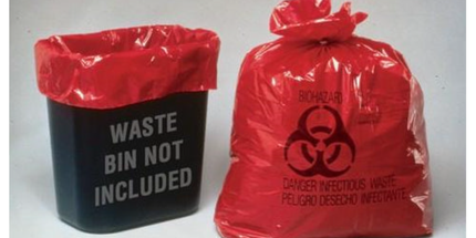 Palmero - Dis-Pose Infectious Waste Bags, 10 Gallon 24" x 24"   (100 bags per box  with ties)