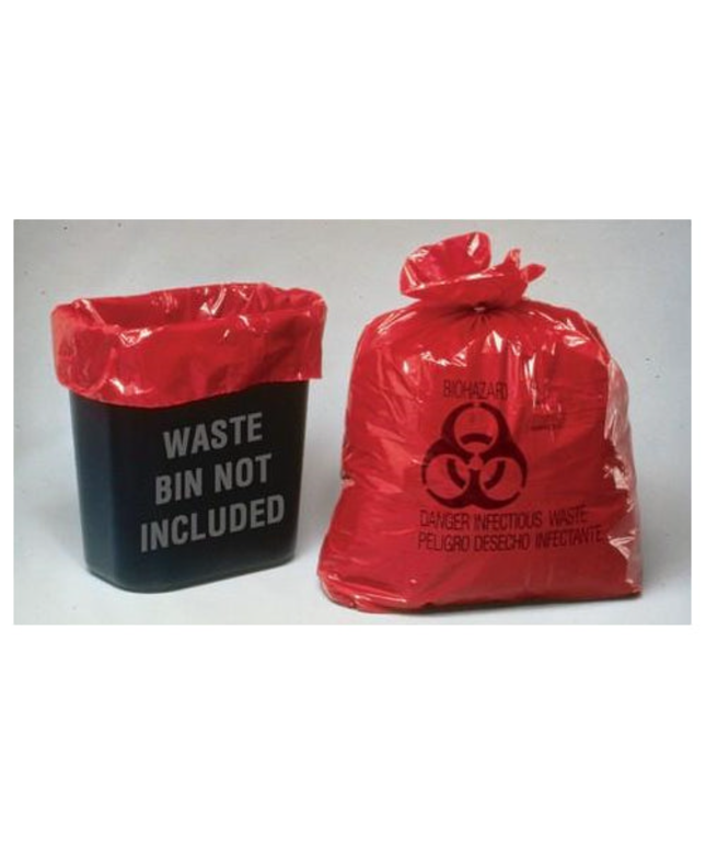 Palmero - Dis-Pose Infectious Waste Bags, 10 Gallon 24" x 24"   (100 bags per box  with ties)