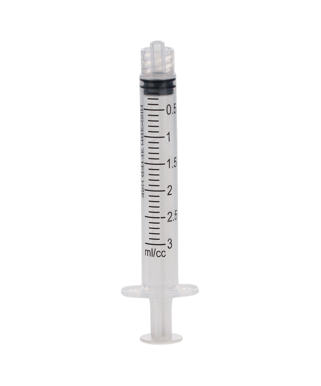 Plasdent - 3Cc Luer Lock Syringes Plastic, Disposable, 100P/Bx