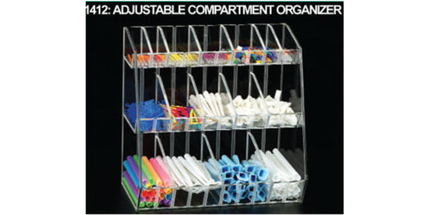 Plasdent - Clear Acrylic Adjustable Compartment Organizer, 12"W x 11 3/4"H x 7