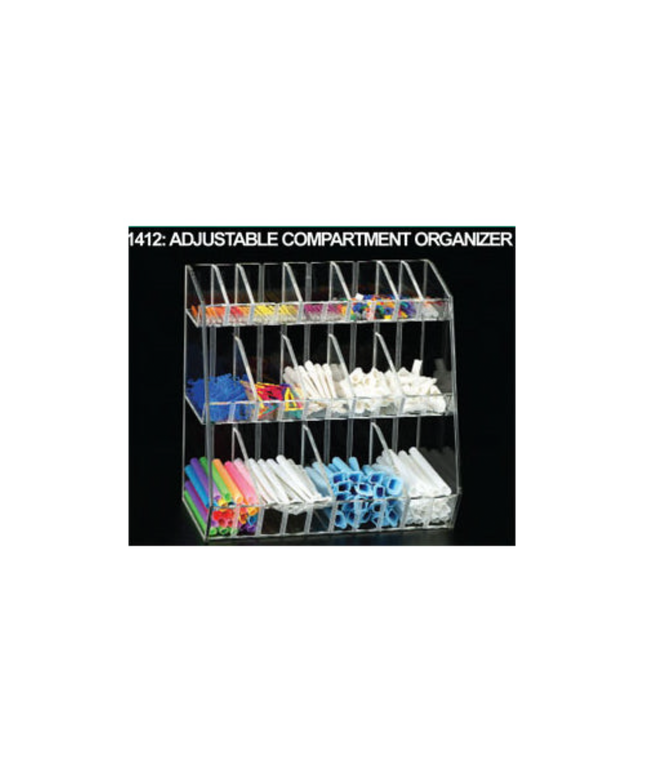 Plasdent - Clear Acrylic Adjustable Compartment Organizer, 12"W x 11 3/4"H x 7