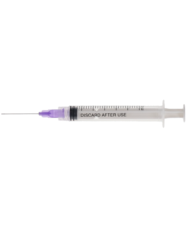 Plasdent - Pre-Tipped Irrigator Syringe 3Cc, 30Ga, 100Pcs/Box Side Vented, Monoject Style