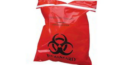 Plasdent - Red Biohazard Bags-Stick On 6"X6", Box Of 200