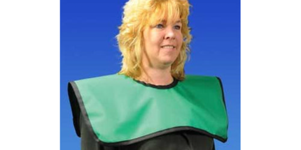 Palmero - Adult Cling Shield Pano-Cape Apron, Mauve Vinyl with black binding, 23