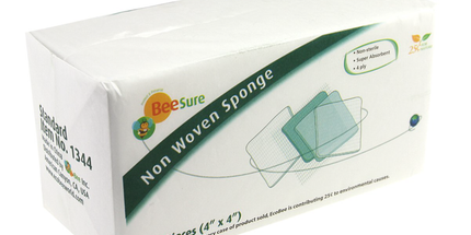 BeeSure Non-Woven Sponge NS 4x4 2000/Pk 4-ply rayon and polyester blended
