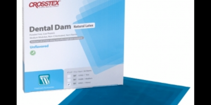 Crosstex - 5" x 5" Medium, Blue Unflavored Latex Dental Dam. Box of 52 sheets