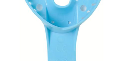 Defend - #10 Anterior Lower Perforated Plastic Impression Trays, Blue. Bag of 12