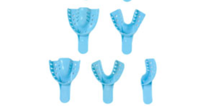 Defend - #4 Medium Lower Perforated Plastic Impression Trays, Blue. Bag of 12