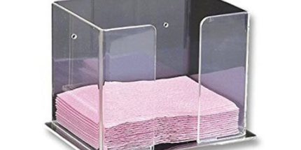 Plasdent - Bib Holder, Long Side Loading - Clear, 5-5/8" W x 7-1/2" H x 6-1/4" D