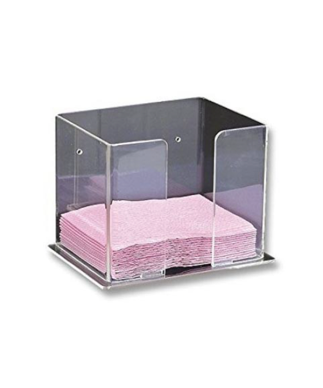 Plasdent - Bib Holder, Long Side Loading - Clear, 5-5/8" W x 7-1/2" H x 6-1/4" D