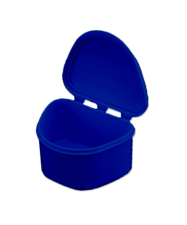 Plasdent - Denture Box - Dark Blue Chroma Colored 12/Bx. Plastic with Hinged Lid