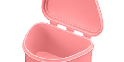 Plasdent - Denture Box - Light Pink 12/Bx. Plastic with Hinged Lid, 4"W x 3"L x