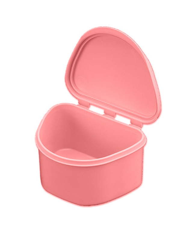 Plasdent - Denture Box - Light Pink 12/Bx. Plastic with Hinged Lid, 4"W x 3"L x