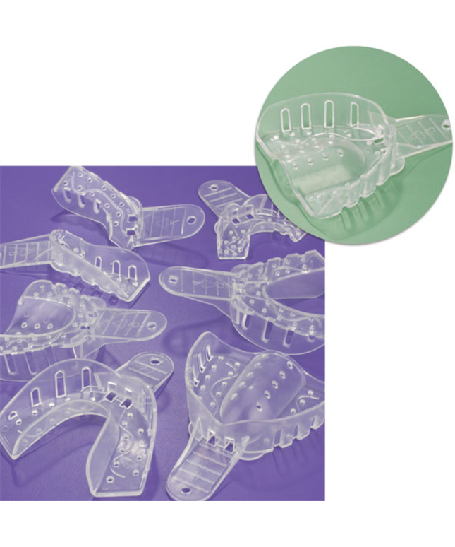 Plasdent - Excellent Crystal Impression Trays - #3 Medium Upper Arch - Perforated, Clear