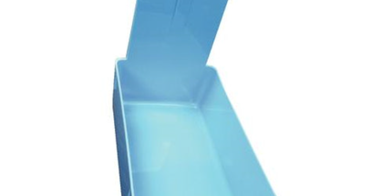 Plasdent - Lab Pan - Light Blue Plastic Pan with plastic center clip. 7 3/8" x 4