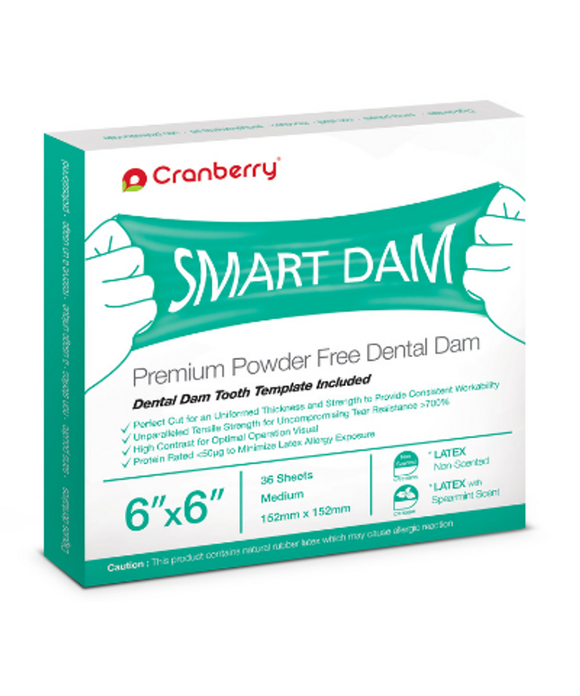 Cranberry - Smart Dam Latex Unscented 6x6 Blue 36/Box