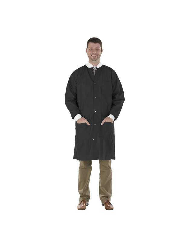 Medicom - SafeWear Hi-Perform Lab Coat Black Small 12/Pk