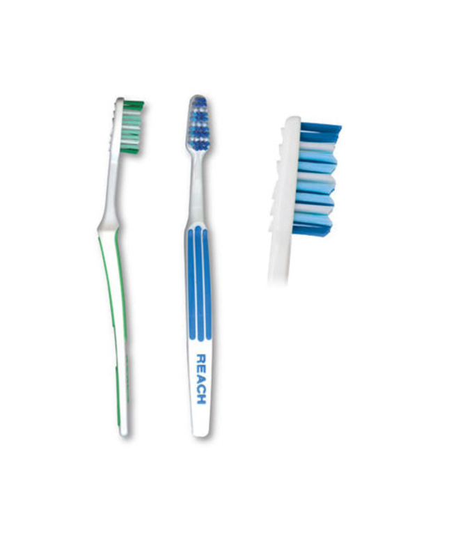 Reach Advanced Design Toothbrush - Adult Soft Full 72/Pk. Raised rubber ridges