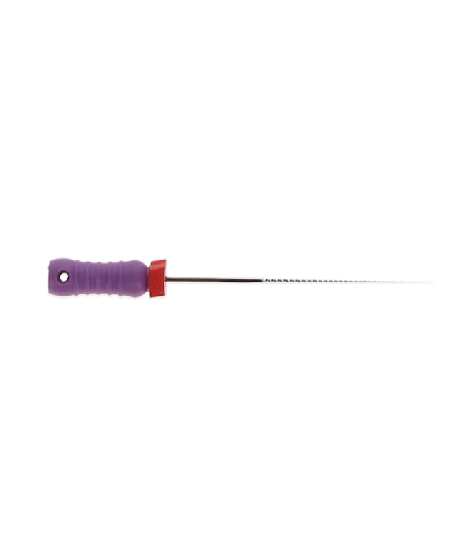 Stainless Steel K-File with Plastic Handle & Endo Stop, 28 mm, 0.02 Taper, # 10, Purple, 6/Pk, MK2810