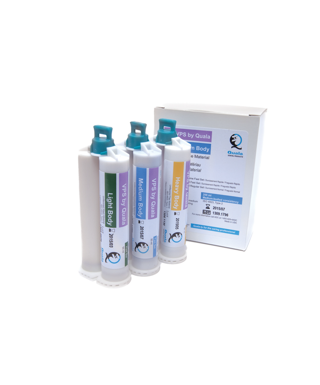 Quala - Vinyl Polysiloxane Heavy Body Unflavored Regular Set, 4 50ml Cartridges/kit