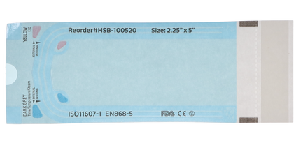 HSB - 2.25"?x?5" - Paper/Blue Film Self-Sealing Sterilization Pouch 200/Bx