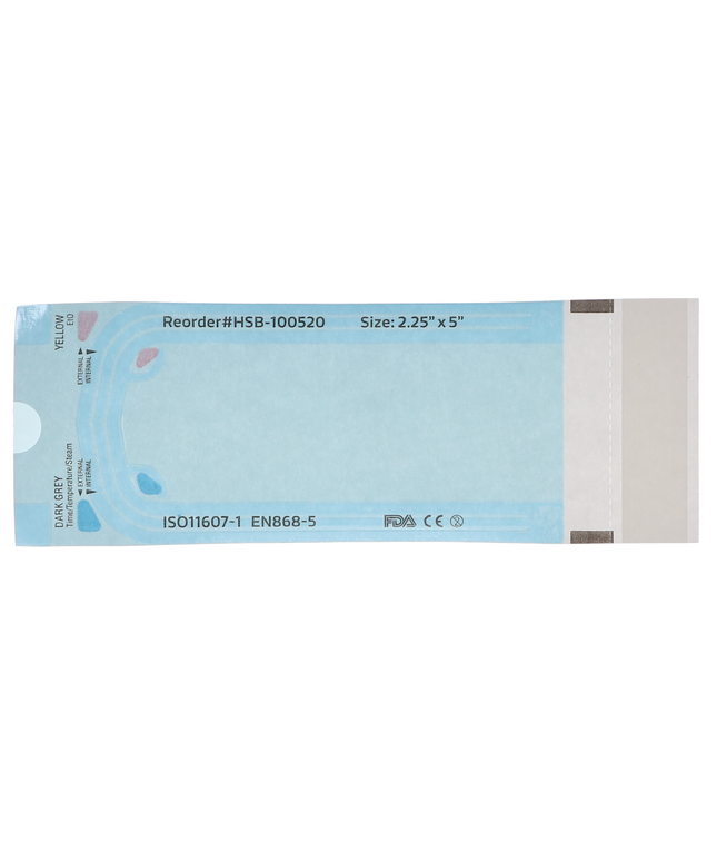 HSB - 2.25"?x?5" - Paper/Blue Film Self-Sealing Sterilization Pouch 200/Bx