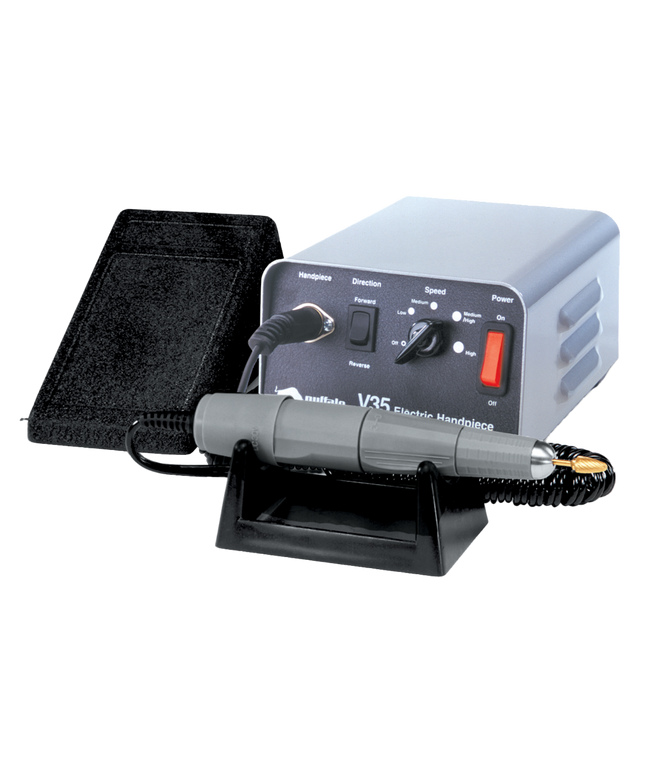 Buffalo - V35 Gray Electric Handpiece System Complete, 120V AC (Console + Gray HP + Foot Control)