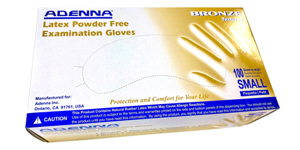 Adenna Bronze X-Small Latex Exam Gloves PF, Textured