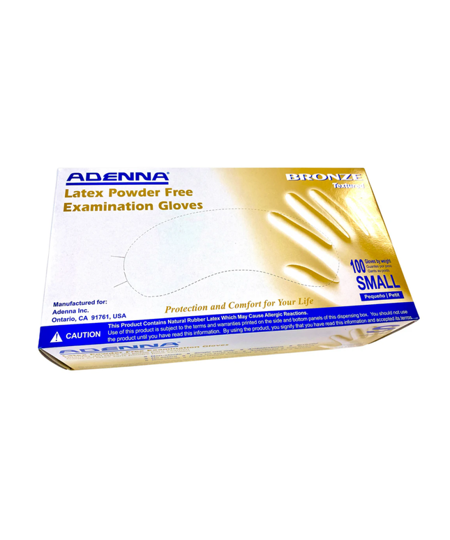 Adenna Bronze X-Small Latex Exam Gloves PF, Textured