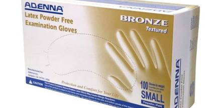 Adenna Bronze Small Latex Exam Gloves PF, Textured