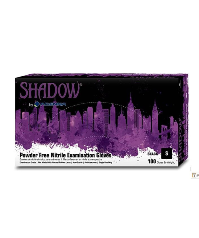 Adenna Shadow Nitrile Exam Gloves Small, Black Color, PF