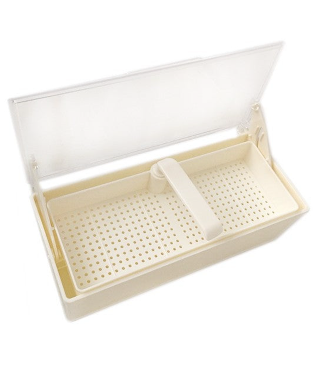 Plasdent - White Germicide Tray with Clear Lid, 10-3/8"L x 4"W x 3-1/4"H. Allows