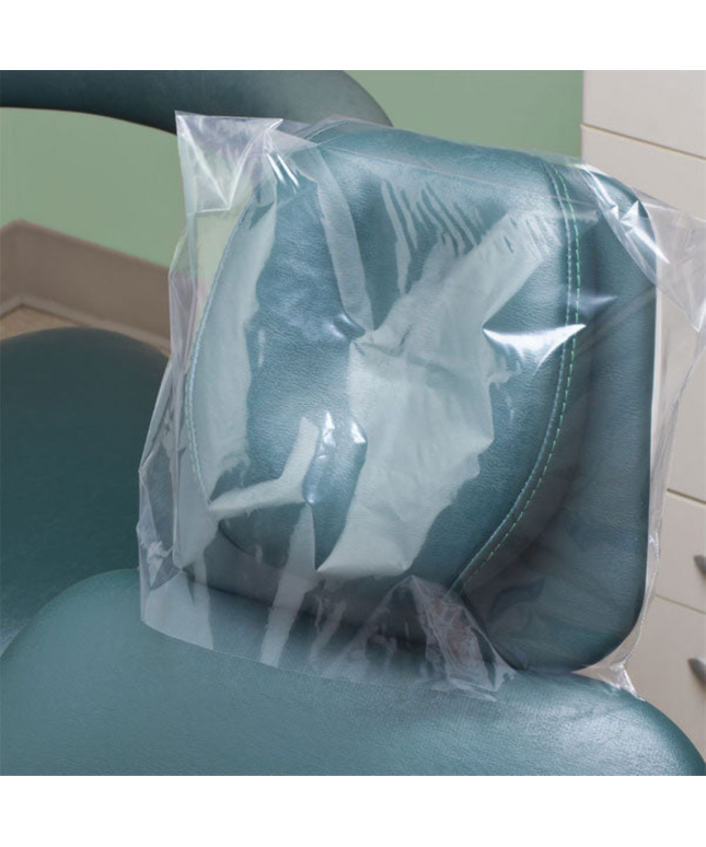 Plasdent - 11" x 9-1/2" Headrest Covers, Clear Plastic 250/Bx. Pleated