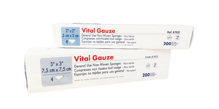 Medicom - Vital Gauze Gauze Sponge, 3' X 3', 4-Ply, Non-Sterile, 4000/Cs