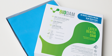 Biodam Latex Dental Dam 6" x 6", Medium, Blue, 36/Pk,