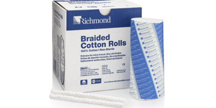 Richmond - Cotton Rolls Braided 6" x 5/16" Small N/S 200/Bx