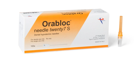 Orabloc Plastic Hub Dental Needles 27G Short 100/Box Orange