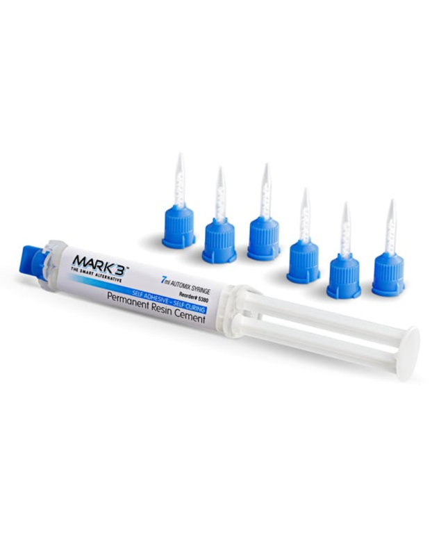 Mark3 - Permanent Resin Cement Natural Shade Self Adhesive 7ml. Automix Syringe + Mixing Tips