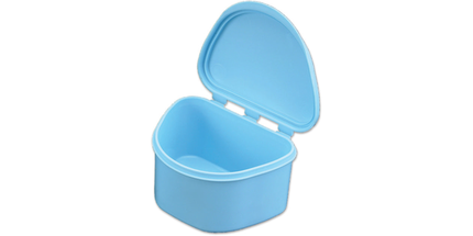 Plasdent - Denture Box - Light Blue Chroma Colored 12/Bx. Plastic with Hinged Lid