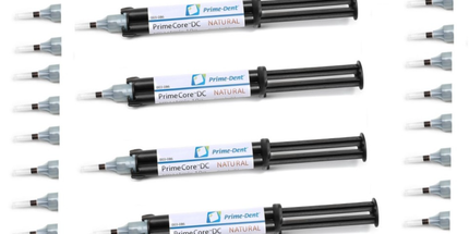 Prime-Dent - Dual Cure Core Build-Up Material, 4 x 10 g syringes and 20 tips