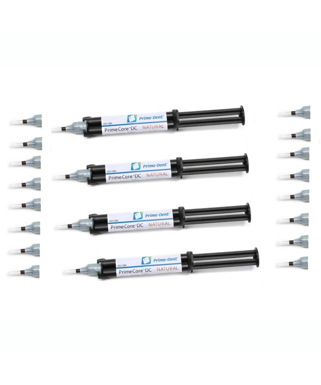 Prime-Dent - Dual Cure Core Build-Up Material, 4 x 10 g syringes and 20 tips