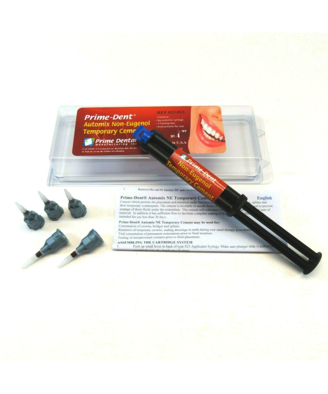 Prime-Dent - Automix Non-Eugenol Temporary Cement. 1 x 6g syringe with 5 tips