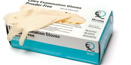 Quala - Latex Textured Glove, Powder Free (PF), X-Small, 100/bx,